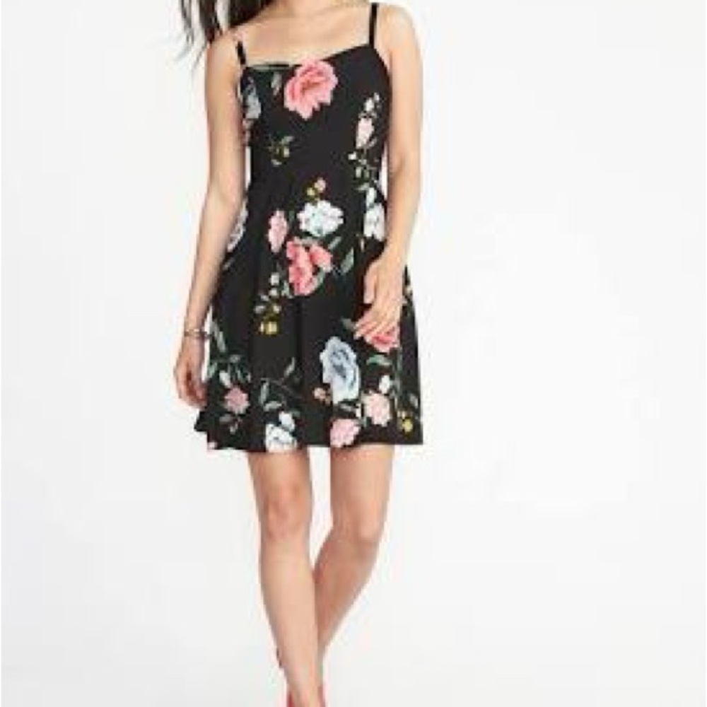 Old Navy Black Floral Mini Dress